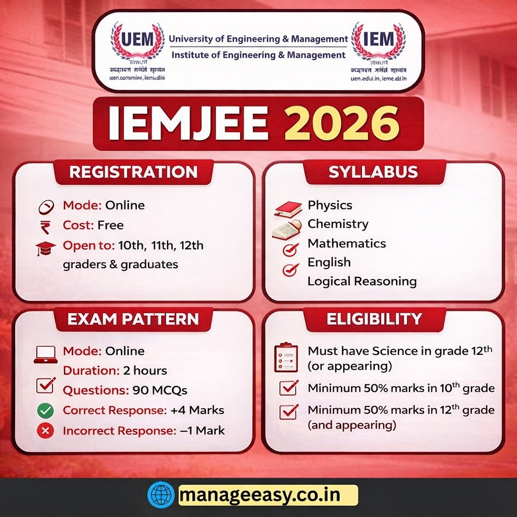 Apply IEMJEE 2026 Registration Syllabus Exam Pattern Eligiblity